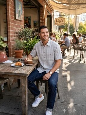 MODA Campia short sleeve plaid camp shirt Size 3XLT Gorpcore